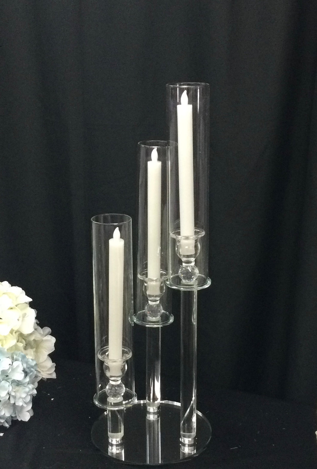 3- Tier Clear Crystal Glass Taper Candle Holder
